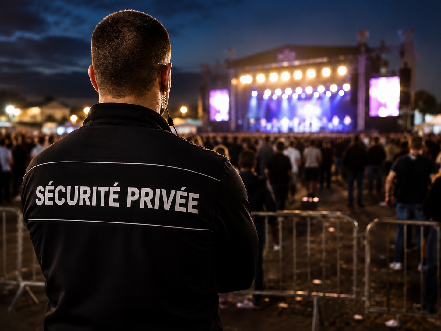 Agent de sécurité de dos en concert image editions icone graphic